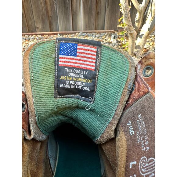 Vintage Justin 762 Brown Leather Lace-Up Original Work Kiltie Boots size 7.5 C - Picture 5 of 16